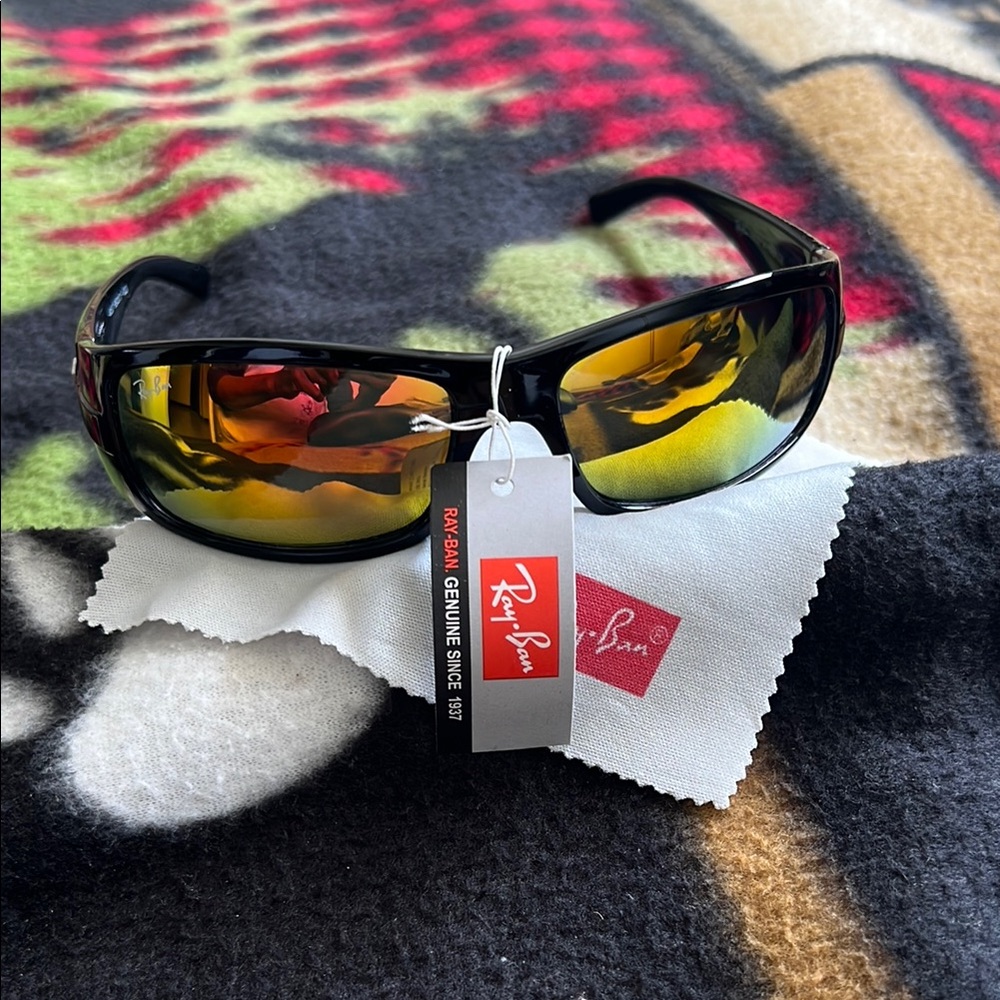 Vintage Ray Ban Sunglasses orange and yellow lenses with black Frames